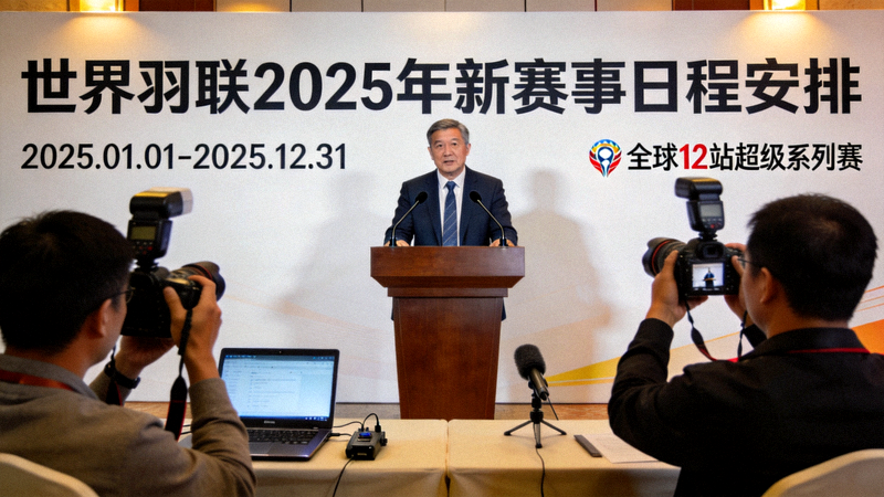 世界羽联宣布2025年新赛事日程安排的新闻发布会现场